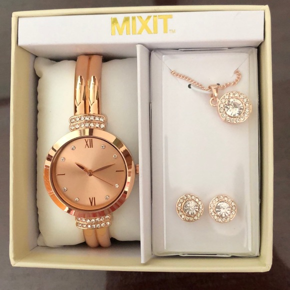 Mixit Jewelry - Watch necklace earrings set by Mixit